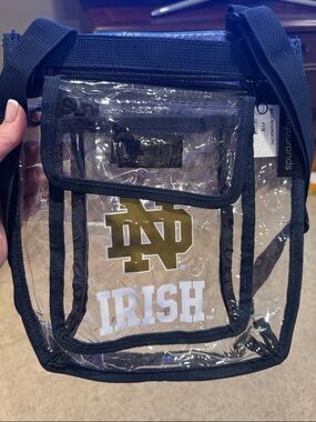 Clear Notre Dame IRISH Crossbody Bag with Navy Trim